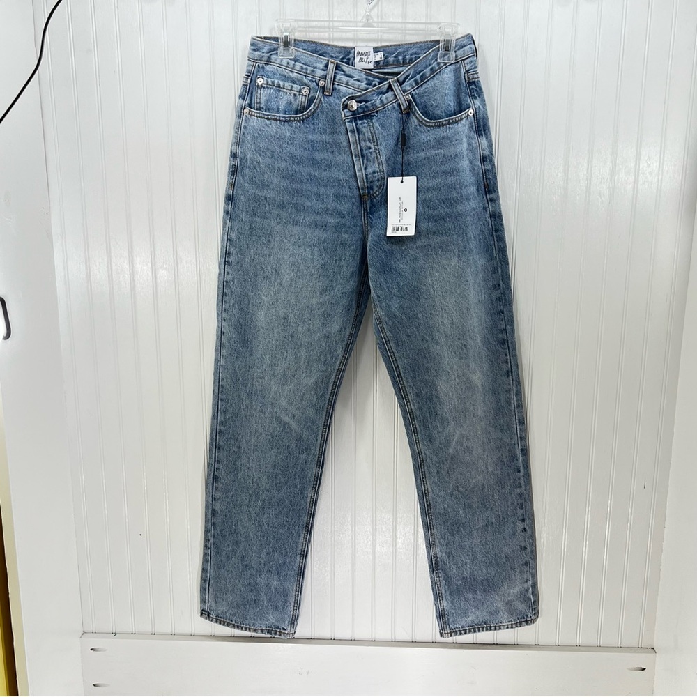 Princess Polly Holly Asymmetric High Rise Straight Jeans Retro Y2K Vibe US 6 NWT